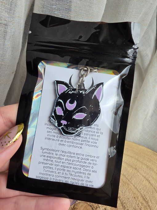 Porte-clef animal totem chat